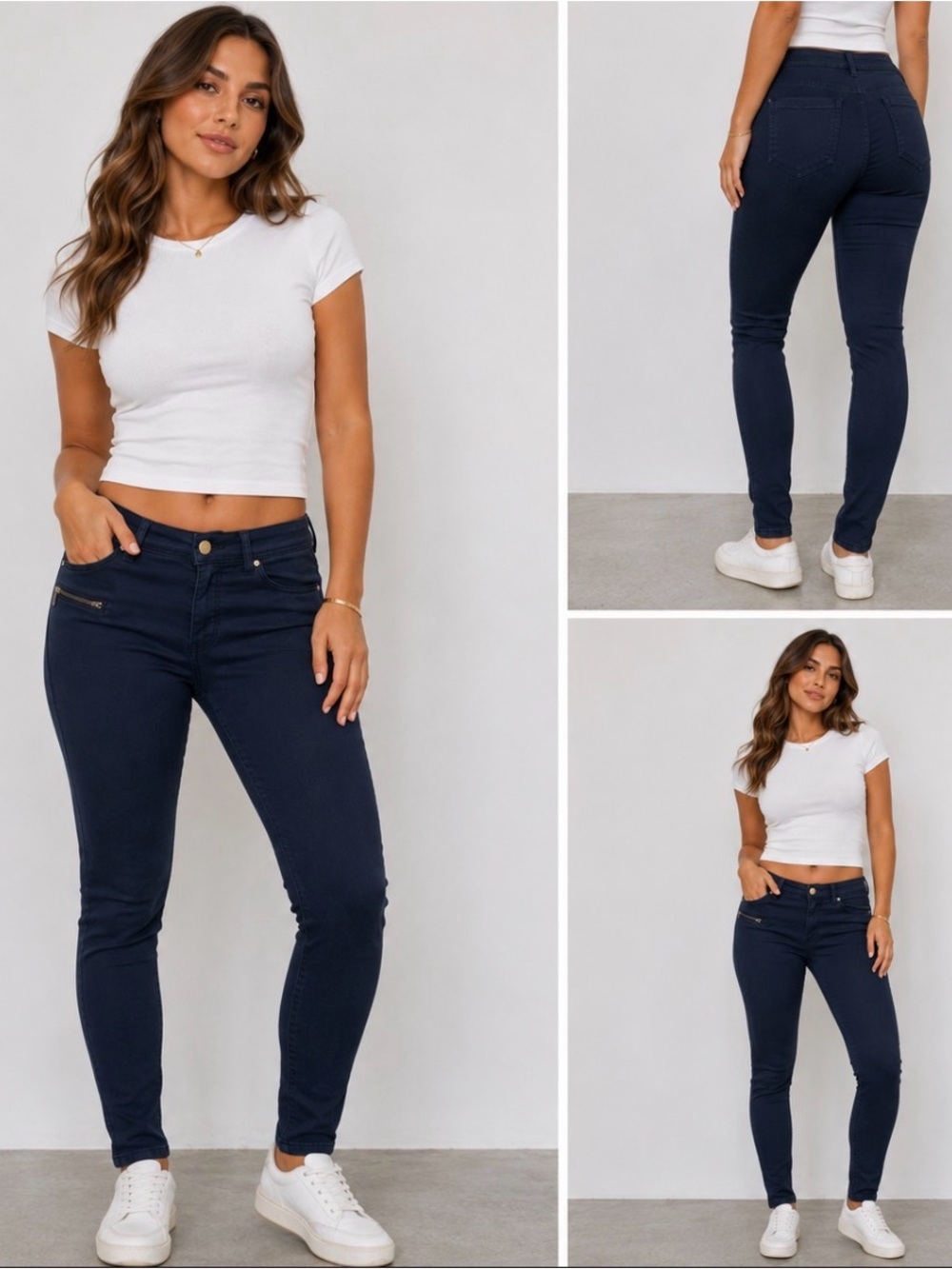 Massimo Dutti Low-Rise Dark Blue Slim Stretch Pants,Size 4